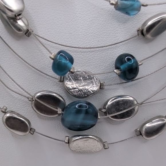 Lia Sophia Silver and Blue Multi-Strand Necklace - Picture 3 of 7